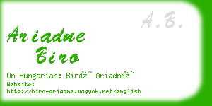 ariadne biro business card